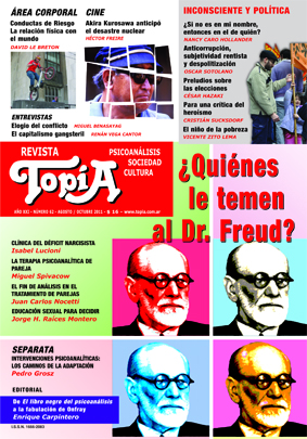 ¿Quienes le temen al Dr. Freud? Tapa de la revista Topía: ¿Quienes le temen al Dr. Freud? de Ago/2011