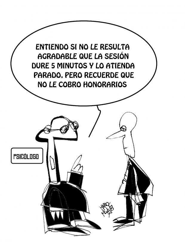 Viñeta "sesiones gratis", por Haroldo Meyer