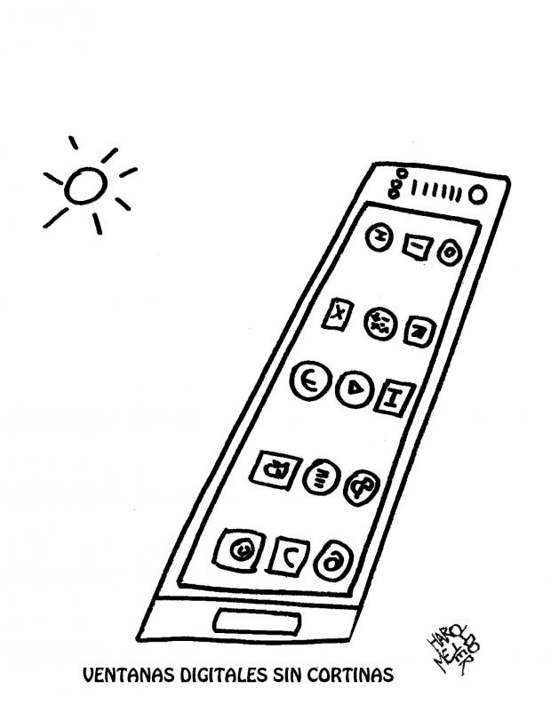 Viñeta "Ventanas digitales sin cortinas" de Haroldo Meyer